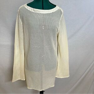 XCVI Wearables Cream Fish Net Crew Neck Long Sleeve Top